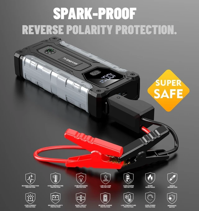 Alt view image 4 of 7 - Sharmeal 2026 Upgraded Car Jump Starter 7000A, Jump Starter Battery Pack, 12V Portable Jump Box with USB Ports, LCD Display, Storage Case, and LED Light