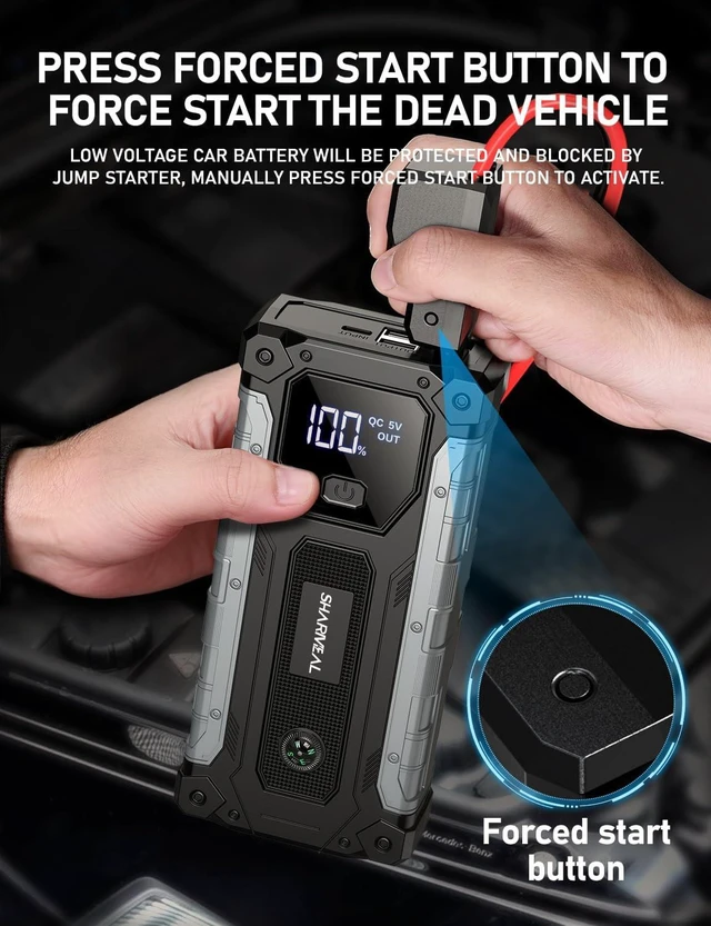 Alt view image 5 of 7 - Sharmeal 2026 Upgraded Car Jump Starter 7000A, Jump Starter Battery Pack, 12V Portable Jump Box with USB Ports, LCD Display, Storage Case, and LED Light