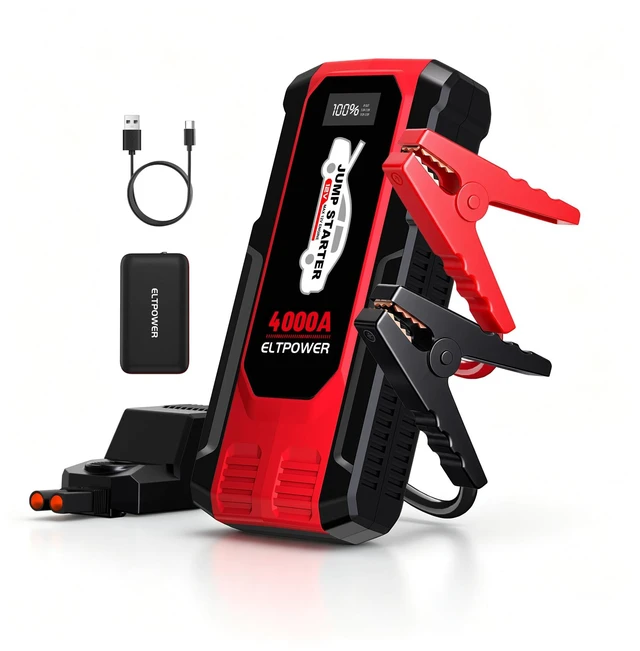 Main image of ELTPOWER 4000A Heavy Duty Jump Starter, 74Wh 12V Portable Truck Battery Booster Jump Box, Car Jump Starter for 8.0L Gas & 7.0L Diesel Engine, USB Fast Charge LED SOS Light with Storage Carry Case