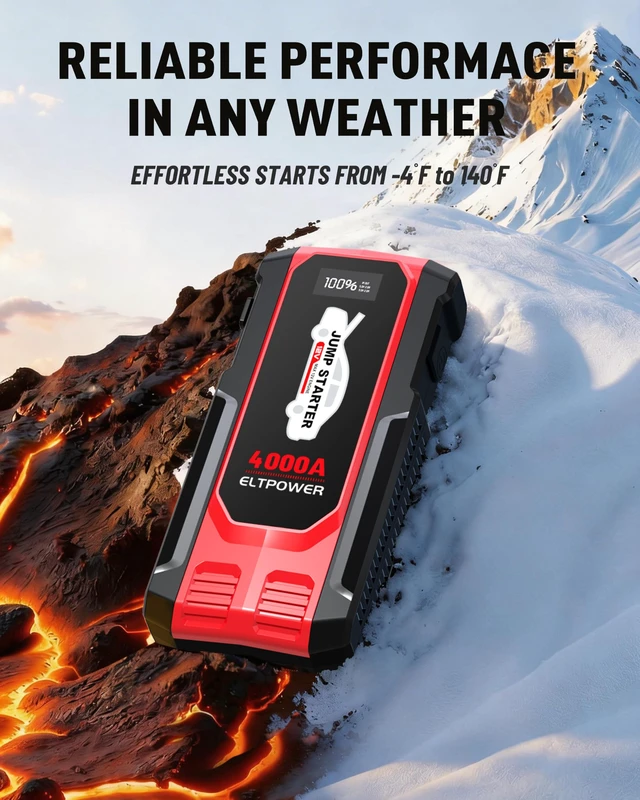 Alt view image 7 of 7 - ELTPOWER 4000A Heavy Duty Jump Starter, 74Wh 12V Portable Truck Battery Booster Jump Box, Car Jump Starter for 8.0L Gas & 7.0L Diesel Engine, USB Fast Charge LED SOS Light with Storage Carry Case