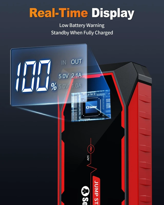 Alt view image 4 of 7 - Jump Starter for Car Battery Jump Starter Battery Jumper Starter Portable | 5000A 12V Lithium Jump Box with Jumper Cable and Led Lights (All Gas / 12L Diesel Engines)
