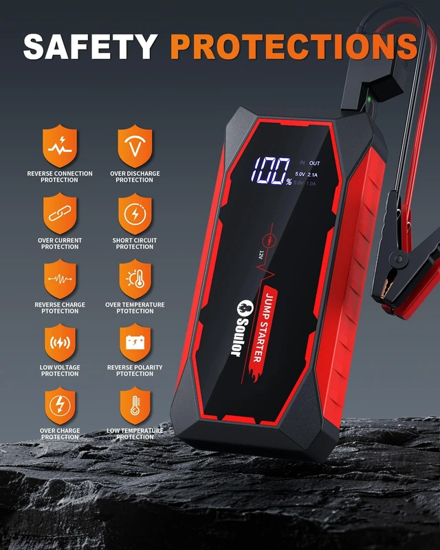 Alt view image 6 of 7 - Jump Starter for Car Battery Jump Starter Battery Jumper Starter Portable | 5000A 12V Lithium Jump Box with Jumper Cable and Led Lights (All Gas / 12L Diesel Engines)