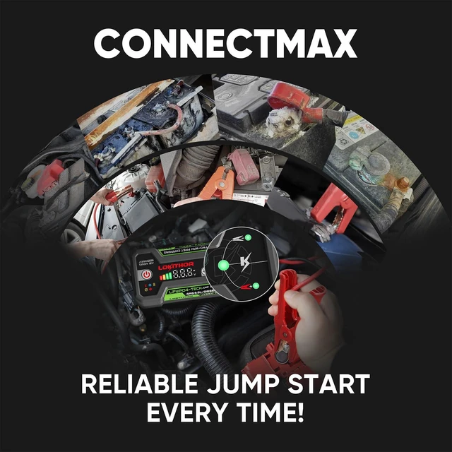 Alt view image 6 of 7 - LOKITHOR J1350 PRO Jump Starter with ConnectMax6.5L Gas & 3.5L Diesel | 1350A LiFePO4 Battery Pack | Super-Safe Car Jumper Starter | 2000 Cycle Life | 30W Two-Way | 200 Lumen LED Light
