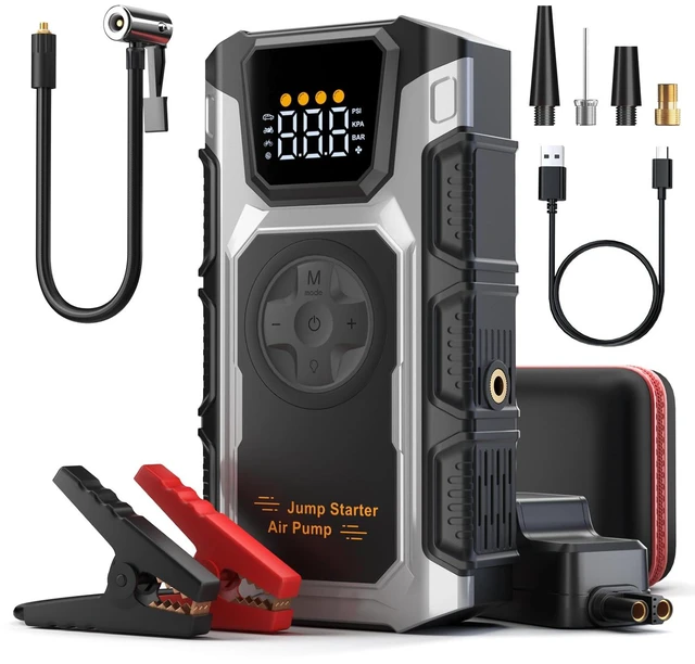 Main image of Jump Starter with Air Compressor, 6500A Portable Car Battery Booster | 150PSI Auto-Shutoff Tire Inflator, 12V Jump Box with Jumper Cables, Smart Clamps, LED Lights for 9.5L Gas/8L Diesel