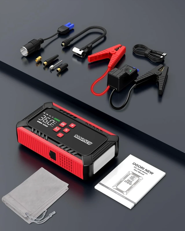Alt view image 7 of 7 - 8000A Jump Starter with Air Compressor, 26800mAh Car Battery Jump Starter (All Gas/16.0L Diesel) with 150PSI Auto-Shutoff Tire Inflator, 12V Jump Box with Booster, Jumper Cables, Cigarette Lighter