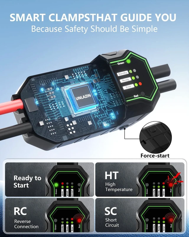 Alt view image 6 of 7 - X8 10000A Portable Jump Starter with Force Start, All Gas & Diesel Engines | 12V Car Starter Jump Box & Battery Starter Booster, QC 3.0 Quick Charge, LED Light, Passenger Car, RV, ATV, Motorcycle
