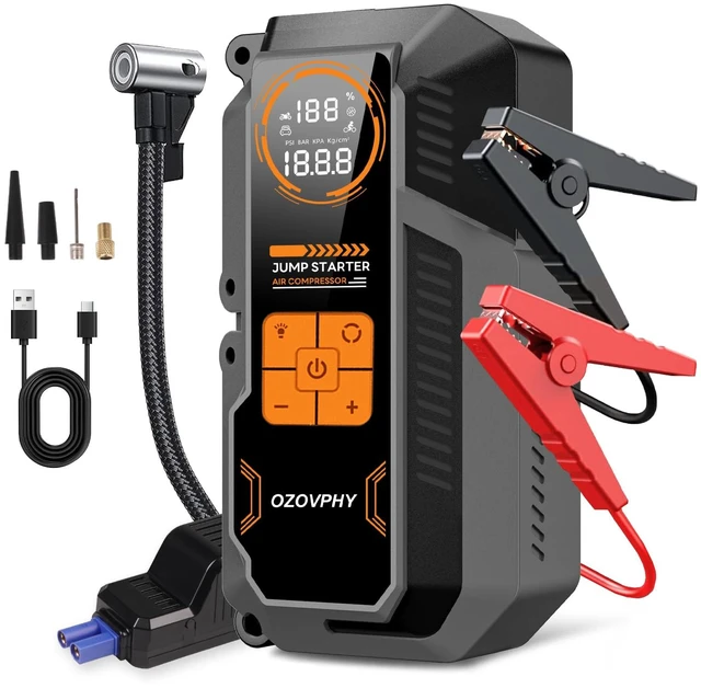 Main image of 8000A Jump Starter with Air Compressor, 150 PSI Tire Inflator | Car Battery Jump Starter Pack, Portable Jump Starter for Up to 10.0L Gasoline and 8.0L Diesel Engines, with 600LM LED Light