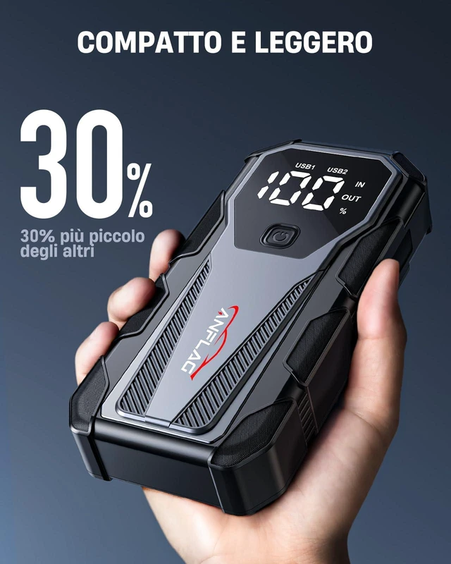 Alt view image 5 of 7 - ANFLAG 7000A Car Jump Starter 12V Battery Pack, 21800mAh Portable Jump Box for All Gas & 10L Diesel Engines, Smart Jumper Cables, Force Start, -20°C Cold Cranking, 200-Lumen SOS Light & Power Bank