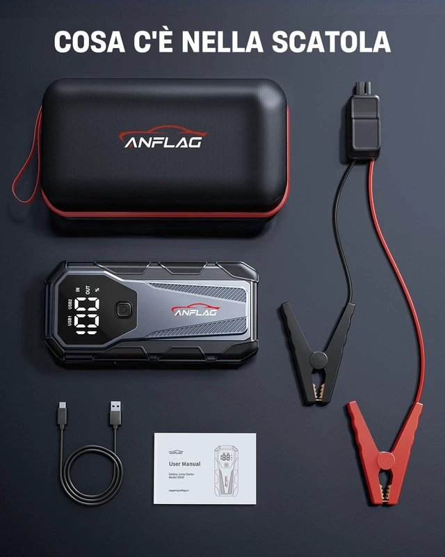 Alt view image 7 of 7 - ANFLAG 7000A Car Jump Starter 12V Battery Pack, 21800mAh Portable Jump Box for All Gas & 10L Diesel Engines, Smart Jumper Cables, Force Start, -20°C Cold Cranking, 200-Lumen SOS Light & Power Bank