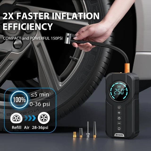 Alt view image 3 of 7 - 4000A Jump Starter with Air Compressor, 150PSI Battery Jumper Starter Portable for All Gas and 10.0L, 12V Car Jump Starter with Jumper Cable 3 Modes Flashlight and EVA Bag