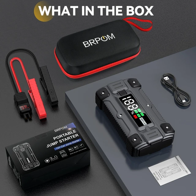 Alt view image 7 of 7 - Car Jump Starter, 8000A Peak (Up to All Gas or 10.0L Diesel Engine, 50 Times) 12V Auto Booster Battery Charger Jump Box with Quick Charger Smart Jump Cables with LED Screen