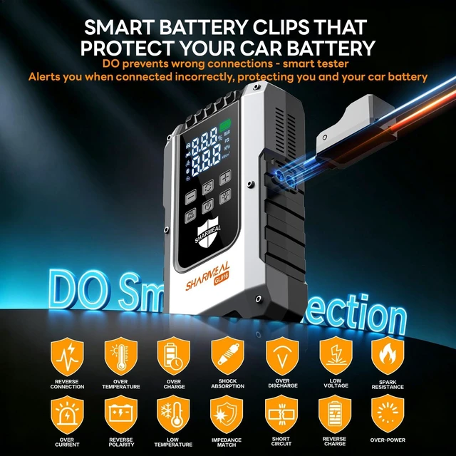 Alt view image 4 of 7 - 6000A Jump Starter with Air Compressor 160PSI 12V for All Gas/10L Diesel | Portable Car Battery Fast Charge Jump Starter, Jump Box with 3 Modes Flashlight and Jumper Cables Pack with Carries Case