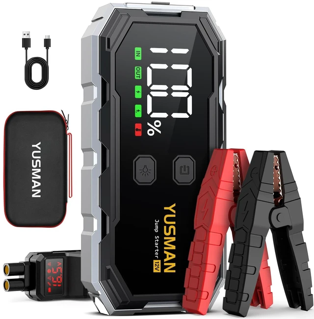 Main image of YUSMAN Car Jump Starter, 8000A 12V Jump Battery Pack (All Gas/10.0L Diesel), Portable Jump Starter with Display, Car Jump Starter with Extended Smart Cables, Quick Charge 3.0, LED Light