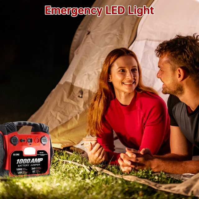 Alt view image 4 of 7 - BS ONE 1000 Amp Peak Current Car Jump Stater, 12V Lead Acid Battey Jump Box with 260PSI Air Compressor, Jump Starter Battery Pack with Led Light & USB Output