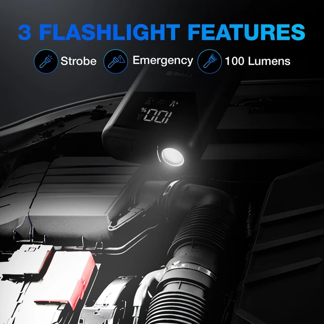 Alt view image 6 of 7 - TYPE S DC10X 1000A Car Jump Starter, Wireless Charging Power Bank, 8000mAh | LCD Screen, LED Flashlight, USB-C Fast Charge, Jumper Cables, Car Battery Jump Starter for 6.0L Gas & 4.0L Diesel Engines