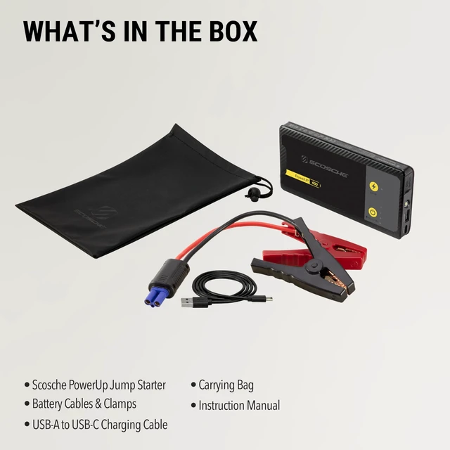 Alt view image 5 of 7 - Scosche PBJ600 Portable Car Battery Jump Starter, 12V Jump Box, 600A Battery Booster, Jumper Cables Kit for Car (4.0L Gasoline/2.0L Diesel Engines) 10W Portable Power Bank, Battery Jumper w/LED Light