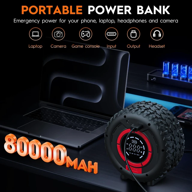 Alt view image 4 of 7 - Jump Starter with Air Compressor, 1500A Car Battery Jump Starter (4 Gas/3.5L Diesel), 150PSI Car Battery Jumper Starter Portable 12V Jump Box with Jumper Cables, LED Light, Power Bank
