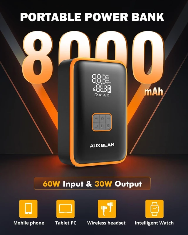 Alt view image 4 of 7 - Auxbeam Jump Starter with Air Compressor 3000A Car Battery Jump Starter (6.5 Gas/3.0L Diesel) with 150PSI Cordless Tire Inflator 12V Jumper Box for Car Battery Portable for Compact Vehicle