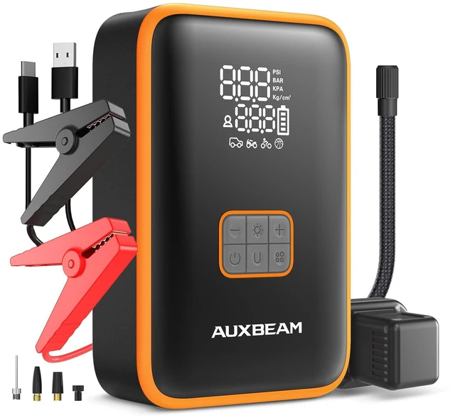 Main image of Auxbeam Jump Starter with Air Compressor 3000A Car Battery Jump Starter (6.5 Gas/3.0L Diesel) with 150PSI Cordless Tire Inflator 12V Jumper Box for Car Battery Portable for Compact Vehicle