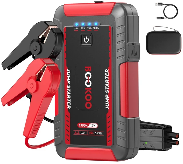 Main image of BOOKOO 4500A 12V Portable Car Battery Jump Starter for Car Boat Lawnmower | For All Gas and 8.0L Diesel Engines - 74Wh Power Bank - 3 Modes LED Flashlight - Spark-Proof + Reverse Polarity Protection