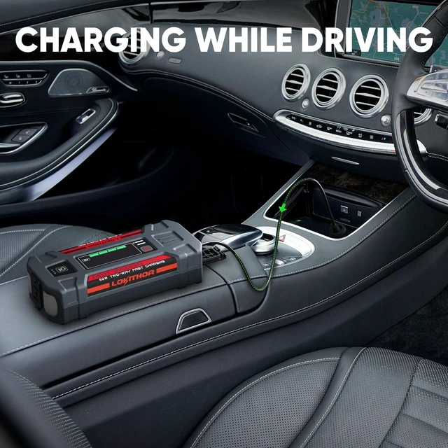 Alt view image 5 of 7 - LOKITHOR J401 Portable Car Battery Jump Starter for 8.5L Gas/6.5L Diesel | 2500A Battery Jumper Starter Portable, 12V Jump Box, 60W Fast Charging, 300-lumen LED, Force Mode, Strong Battery Clamps