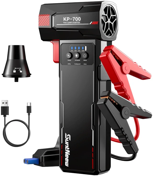 Main image of SuntNeew Jump Starter with Air Duster 12V Portable Car Battery Charger | Battery Jump Box 6L gas/4L diesel, 105000RPM Blower, 3 Adjustable, LED light, for road Emergency, Outdoor Camping
