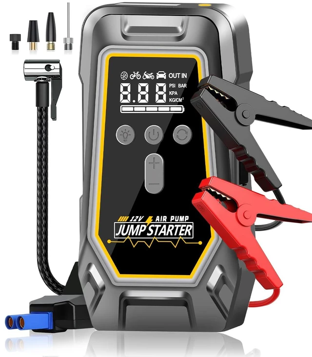 Main image of NOBIWA 6000A Car Jump Starter with Air Compressorpower bankChristmas gift | battery jumper starter portable for 9L Gas/7L Diesel,12V Lithium Jump Box with Jumper Cables,LCD,LED Light,USB,Type C Port