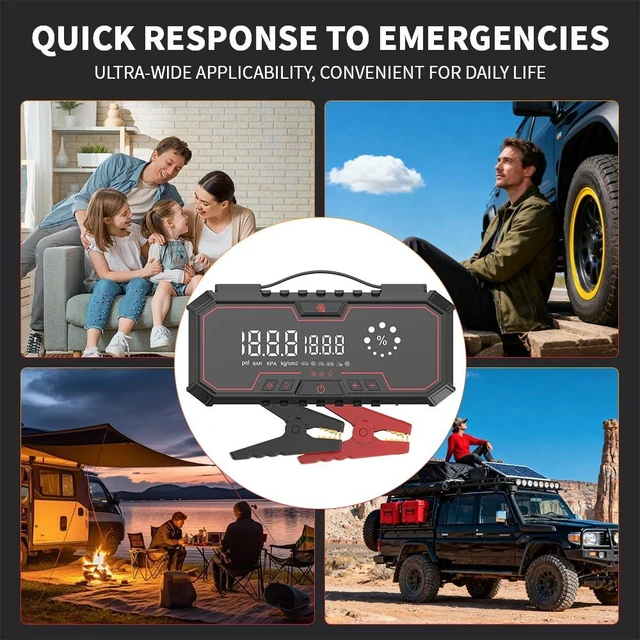 Alt view image 7 of 7 - Jump Starter with air Compressor, 5000A Emergency Starter Jump Box (Gas 9L/Diesel 8L), Jumper Cable Jump Starter Portable with air Compressor 160PSI, car Roadside Emergency kit, SOS Light