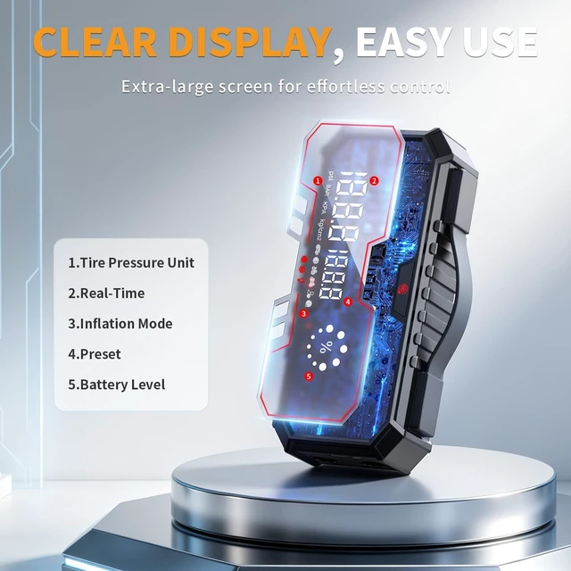 Alt view image 5 of 7 - Jump Starter with air Compressor, 5000A Emergency Starter Jump Box (Gas 9L/Diesel 8L), Jumper Cable Jump Starter Portable with air Compressor 160PSI, car Roadside Emergency kit, SOS Light