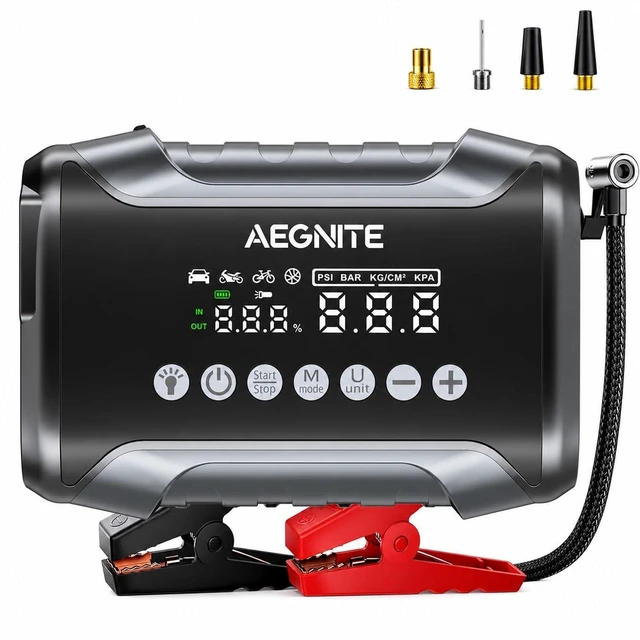 Main image of AEGNITE Jump Starter with Air Compressor 3000A 150PSI | Multi-Functional Portable Car Battery Booster, Jump Starter with 4 in 1 Tire Inflation, Device Charging, LED Light