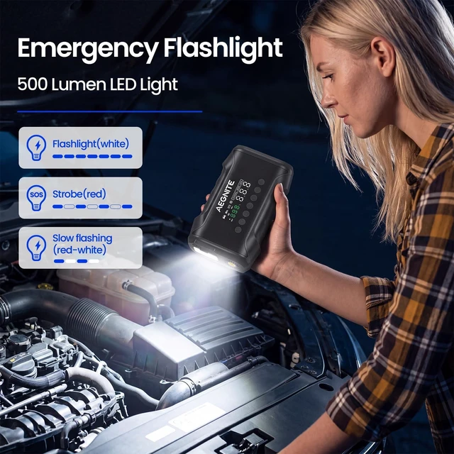 Alt view image 5 of 7 - AEGNITE Jump Starter with Air Compressor 3000A 150PSI | Multi-Functional Portable Car Battery Booster, Jump Starter with 4 in 1 Tire Inflation, Device Charging, LED Light