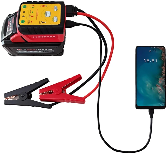 Main image of Dopollo Car Jump Starter DJS18-MIW, Compatible with Milwaukee M18 18V Battery, 300A Starting/800A Peak, Jump Start Adapter for Up to 6.0L Gas Engines, Battery Repair & Activation, USB Power Source