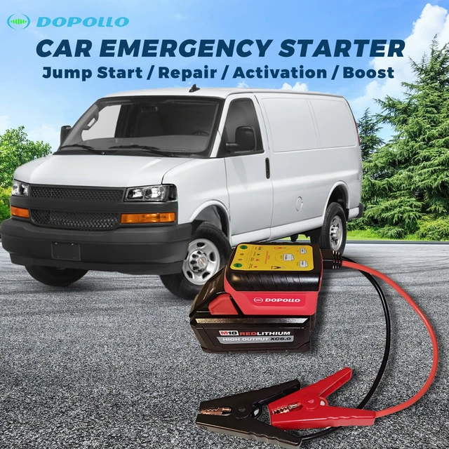 Alt view image 2 of 7 - Dopollo Car Jump Starter DJS18-MIW, Compatible with Milwaukee M18 18V Battery, 300A Starting/800A Peak, Jump Start Adapter for Up to 6.0L Gas Engines, Battery Repair & Activation, USB Power Source