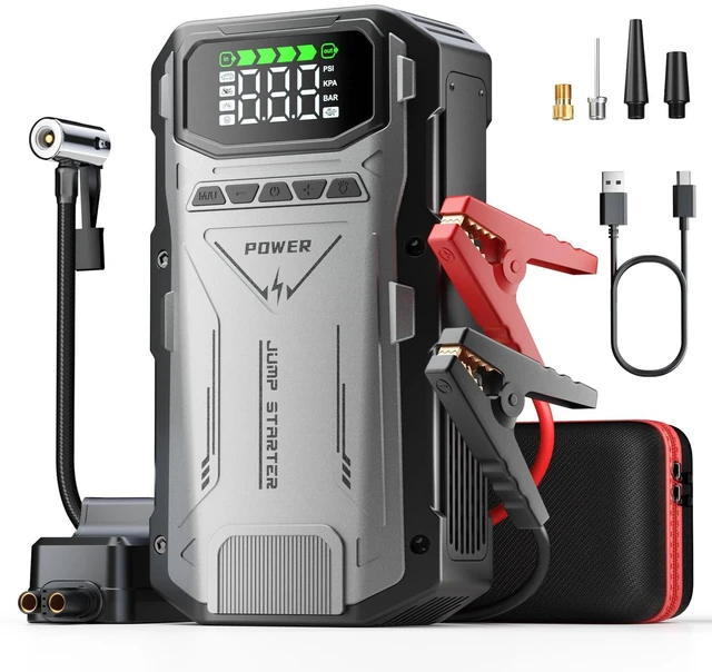 Main image of Jump Starter with Air Compressor, 4000A Portable Car Battery Charger Jump Box, 150PSI Tire Inflator and Battery Jumper Pack for 12V Vehicle, Jumper Starter Power Booster, Roadside Emergency Kit