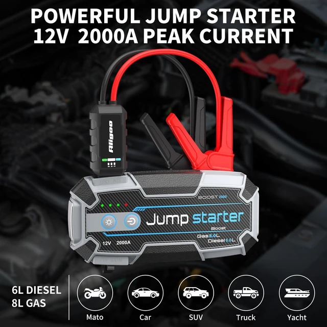 Alt view image 7 of 7 - Car Jump Starter 2000A PD100W Fast Charging IP67 Waterproof Jump Box for Car,Exclusive Magnetic Hook, 4 Mode LED Flashlight,12V Portable Battery Jumper for Cars Trucks SUV