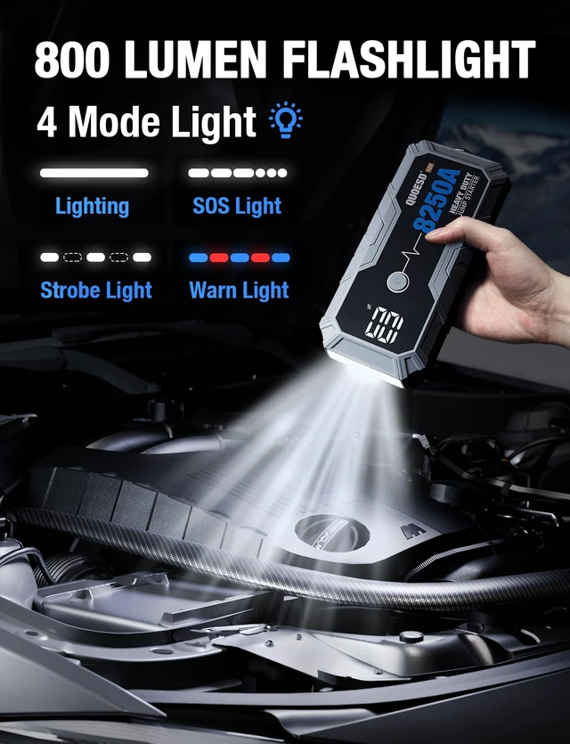 Alt view image 7 of 7 - 8250A Jump Starter Battery Jump Starter Battery Pack (for All Gas or 10.0+L Diesel), 12V Potable Heavy Duty Car Jump Start with 60W Power Bank 24-Months Stand-by Time