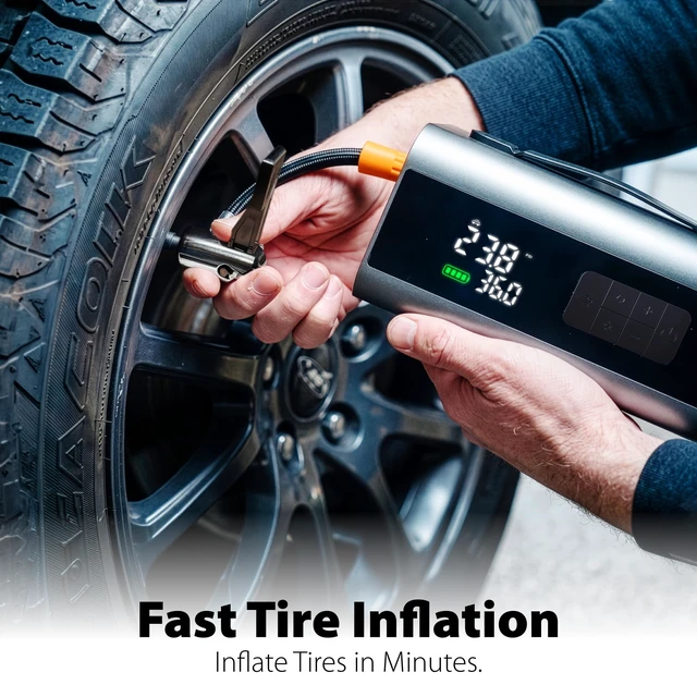 Alt view image 4 of 7 - FosPower 12V 1000A All-in-1 Car Jump Starter with Air Compressor & Vacuum | Fits up to 6.0L gas/3.0L diesel. All-in-1 design features a 160PSI tire inflator, portable car vacuum & 8000mAh power bank.