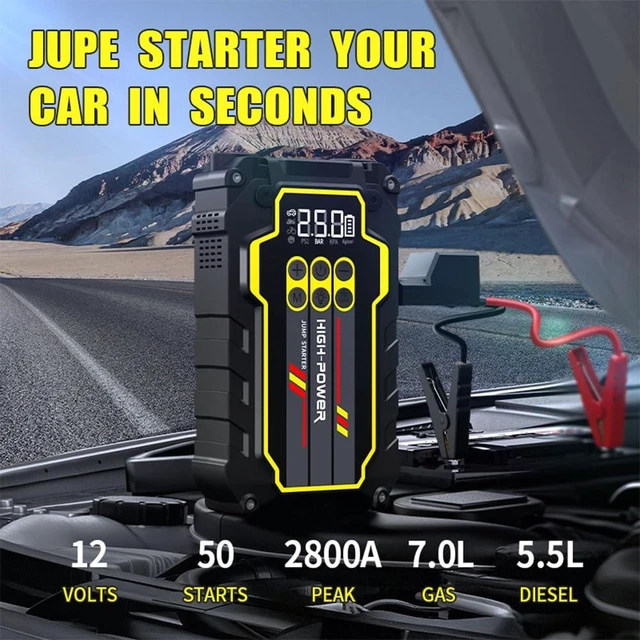 Alt view image 6 of 6 - Naisiang Jump Starter 4000A 12V Car Battery Booster Pack (Up to 7.0L Gas, 5.5L Diesel), Portable Power Bank with Air Compressor, 400LM LED Flashlight, SOS for Truck, SUV, Vehicles
