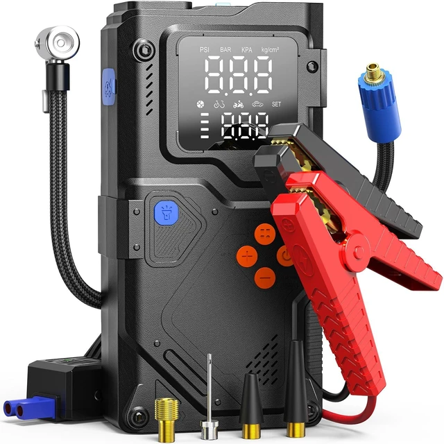 Main image of PAULINN Jump Starter with Air Compressor, 150PSI 6000A Car Jumper Starter Portable(All Gas/10L Diesel) with Tire Inflator, 12V Charger Booster