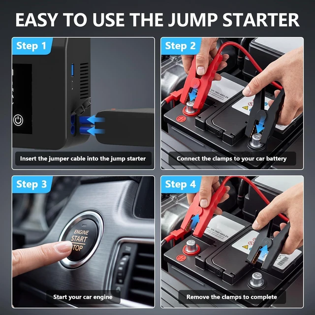 Alt view image 7 of 7 - FUNAURORE 4000A Car Battery Jump Starter with Air Compressor 150PSI | 8-in-1 Car Jump Starter, Auto Shutoff Tire Inflator, 12V Jump Box, Emergency Power Bank, LED Flashlight, 8.0L Gas/7.0L Diesel