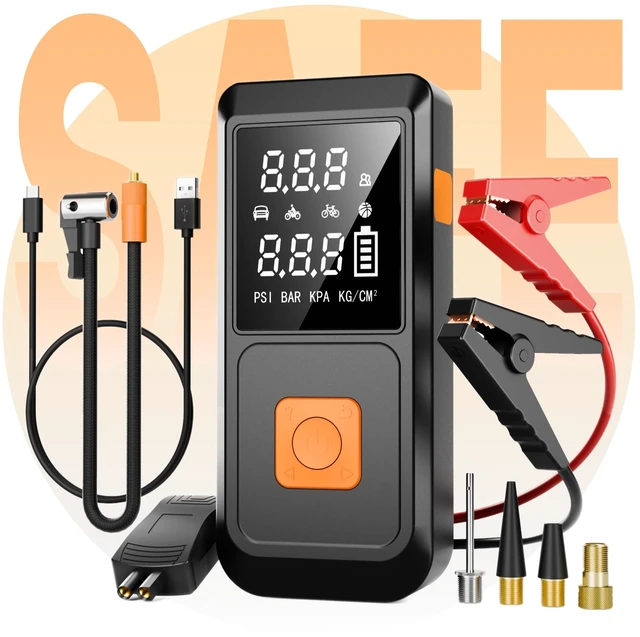 Main image of GOLDFOREST Car Battery Jump Starter with Air Compressor 4000A 150PSI, Portable Car Jumper Starter (10L Gas/8L Diesel), 12V Jump Box with Auto-Stop Tire Inflator, 20000mAh, Car Emergency Kit