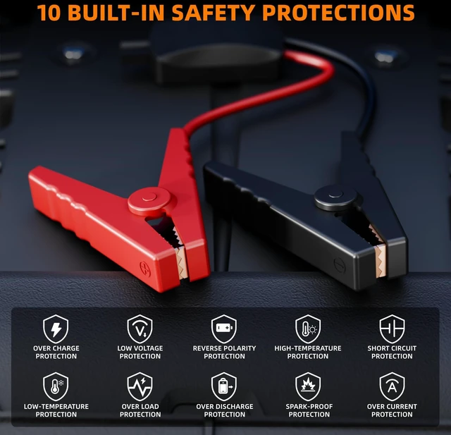 Alt view image 6 of 7 - GOLDFOREST Car Battery Jump Starter with Air Compressor 4000A 150PSI, Portable Car Jumper Starter (10L Gas/8L Diesel), 12V Jump Box with Auto-Stop Tire Inflator, 20000mAh, Car Emergency Kit