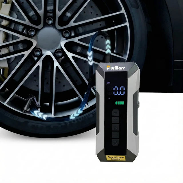 Alt view image 5 of 6 - PurMars 2-in-1 3000A Jump Starter with Air Compressor | Battery Jumper Starter Portable,150PSI Tire Inflator,12V Jump Box,LCD Display,Flashlight,Storage Bag(8.5L Gas/6.5L Diesel)