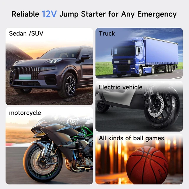 Alt view image 7 of 7 - Portable Jump Starter Car Battery Booster with Air Compressor 12V Auto Power Charger 3500 Peak Amps Heavy Duty Tire Inflator Includes Cables and Pack Box for Emergency Vehicle Start Tire Boost
