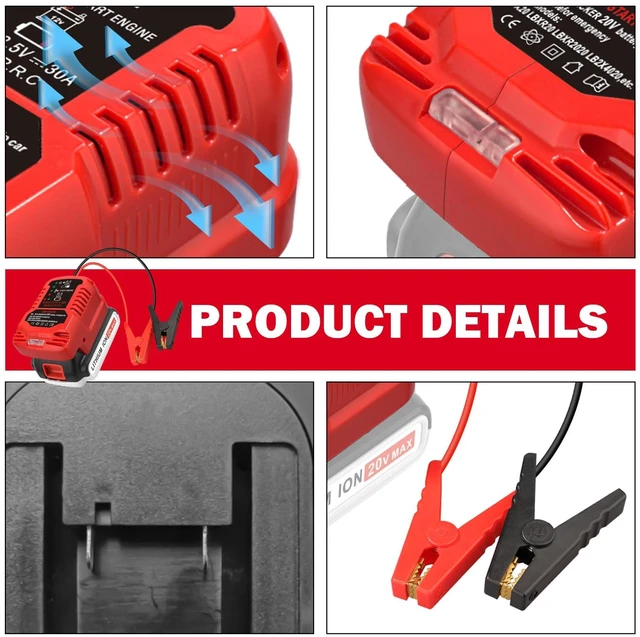 Alt view image 4 of 7 - Car Jump Starter Adapter for Craftsman 20V V20 Batteries, 11 Gauge 12V Auto Booster Cables, Engine Jump Starter for Dead or Weak Batteries, Fits Up to 3.5L Gas Engines
