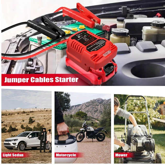 Alt view image 6 of 7 - Car Jump Starter Adapter for Craftsman 20V V20 Batteries, 11 Gauge 12V Auto Booster Cables, Engine Jump Starter for Dead or Weak Batteries, Fits Up to 3.5L Gas Engines