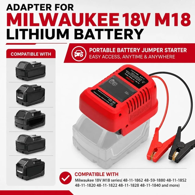 Alt view image 5 of 7 - for Milwaukee M18 Battery Car Jump Starter Adapter LED Display(No Battery)
