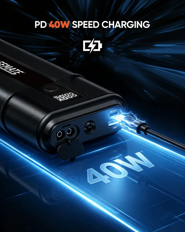 Alt view image 4 of 7 - 9000A Jump Starter for Gas/Diesel (Up to 10L), Portable Booster with Case | 35% Starting Efficiency, 40W PD Fast Charge, 60 Starts Per Charge, 0.1V Voltage Accurac, 10-Fold Safety, 36-Month Standby