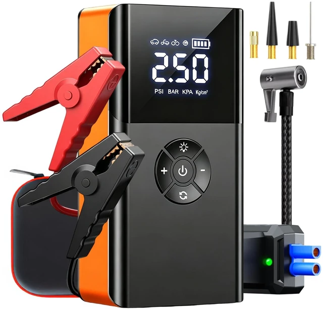 Main image of 3000A Jump Starter with Air Compressor,12V Car Battery Jumper Starter | 150PSI Auto-Off Tire Inflation,Portable Car Starter Jump Box with Jumper Cables,400LM Light,12000mAh Power Bank,Storage Bag
