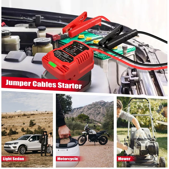 Alt view image 7 of 7 - Jump Starter Adapter for Milwaukee M-18 18V Battery | Automotive Car Battery Booster Jumper Cables with Adapter Power for 3.5L Gas or 6.5L Diesel Engine (No Battery)